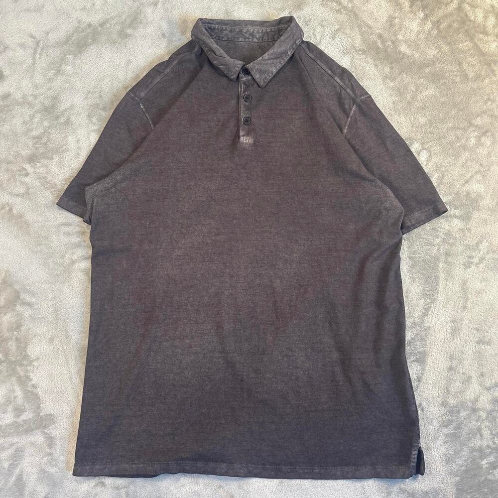 John Varvatos USA Mens Polo Shirt Large Brown Faded Washed Casual